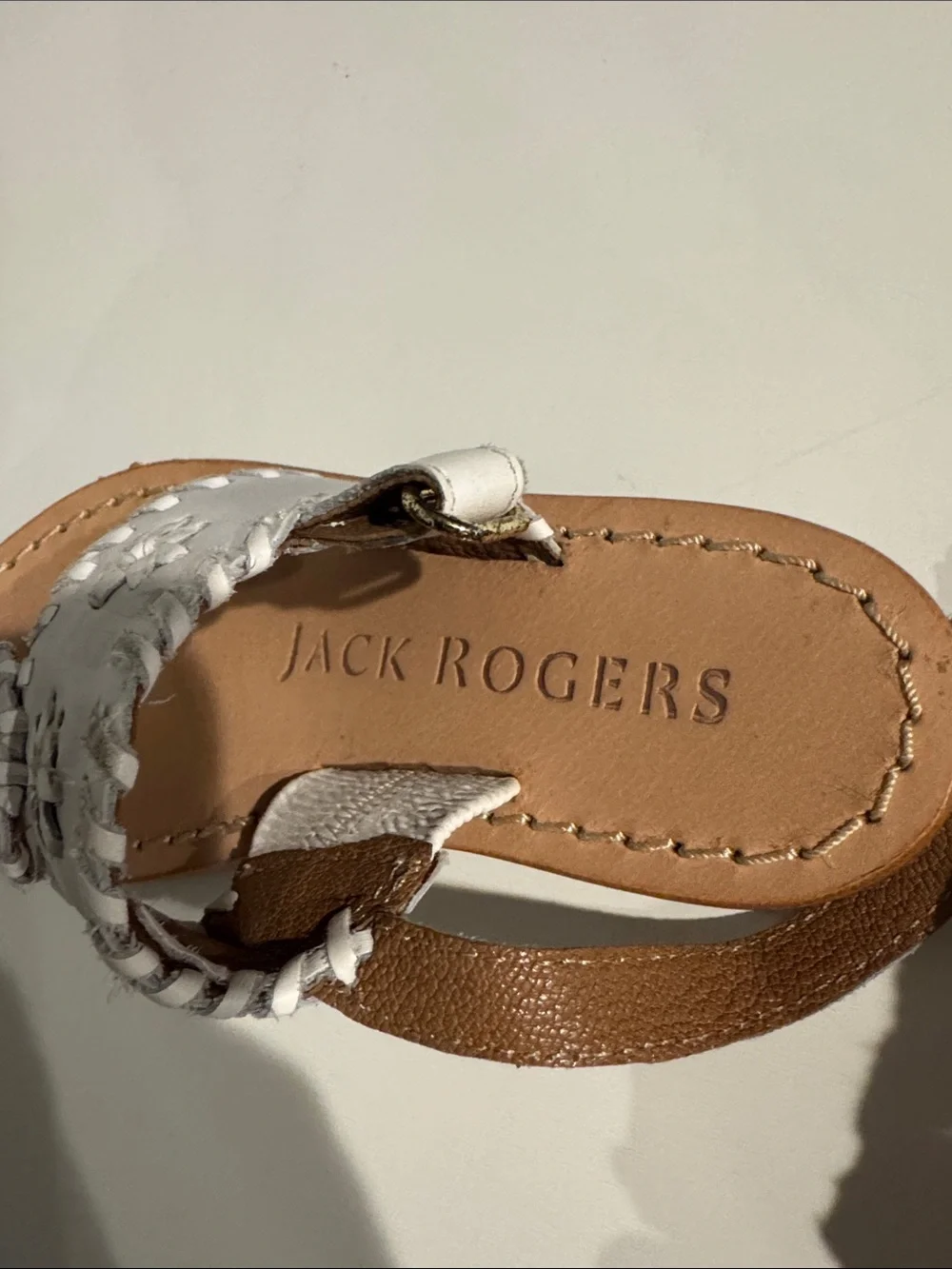 Jack Rogers White Floral Leather Toddler Sandals